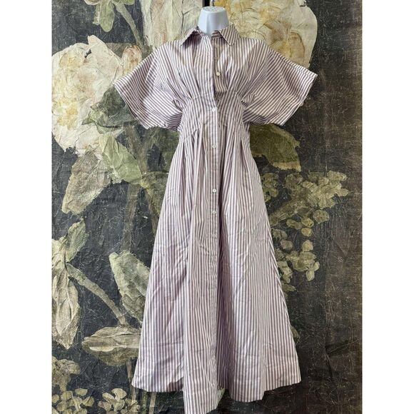 New Anthropologie The Tobie Button-Front Pleated Shirt Dress by Exquise Size XsP - Picture 5 of 10